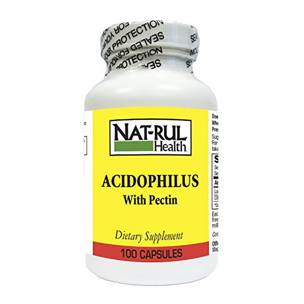 Nat-Rul Health Probiotic Acidophilus with Pectin Capsules, 100 Ea